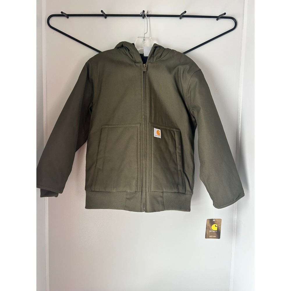 Carhartt Kids Active Jacket Olive Canvas Insulated Size M 10/12
